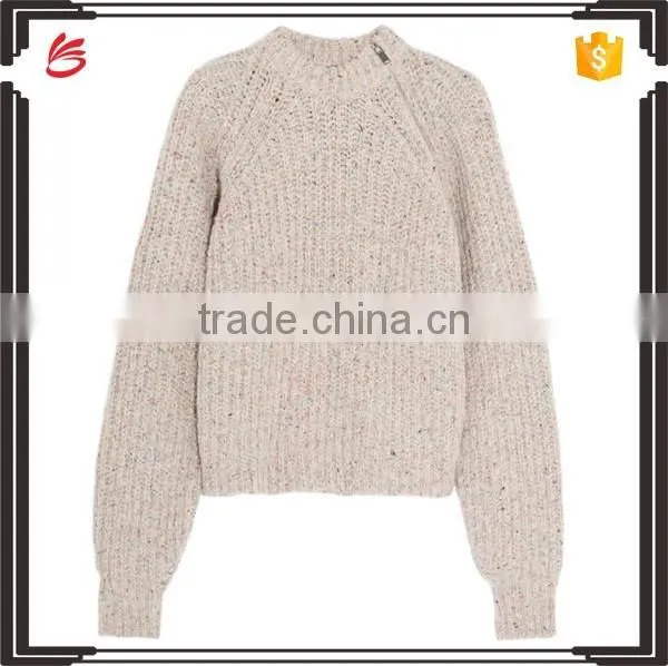 Ladies Wearing Hand Knitted Wool Sweaters with Lacing V-Neck Design