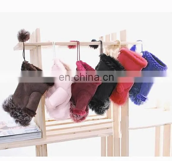 Colorful Fingerless Gloves with real Rabbit fur