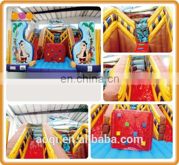 AOQI kids inflatable toys pirate fun city inflatable commercial grade funny inflatable fun city with slide for sale