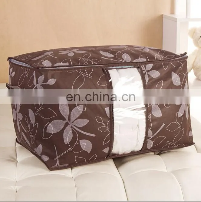 2015 New Style Foliage Printing Carbon Fabric Non-woven Clothes Coat Blanket Quilt Sweater Organizer Storage Bag