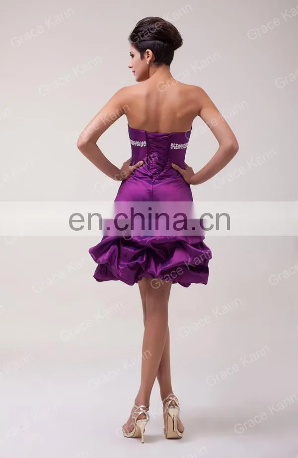 Grace Karin Girls Beautiful Sexy Off Shoulder Sweetheart Neckline Short Puffy Purple Cocktail Dresses CL3143