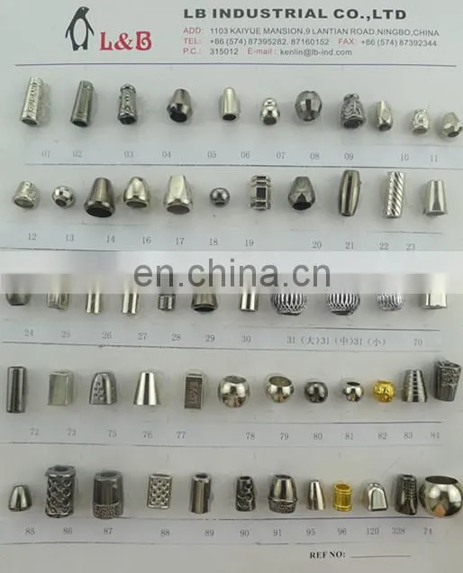 fashion 2015 silver color 4*20mm ends fastener metal gold clasp for cord ends