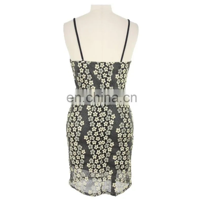 Jacquard Lace Spaghetti Strap Dress Lady Sexy Wear Evening Dress Party Wear