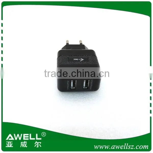 hot sale 5V dual usb charger with EU plug for travel charger