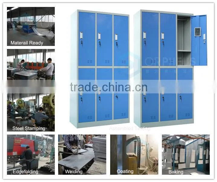 School Locker Rooms and Bathrooms Storage Cabinet Furniture Student Clothes and Book Rack Knock Down Lock Metal School Locker
