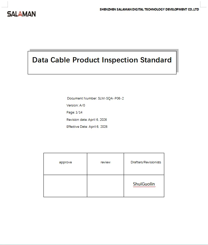 Data cable quality standards and testing standards