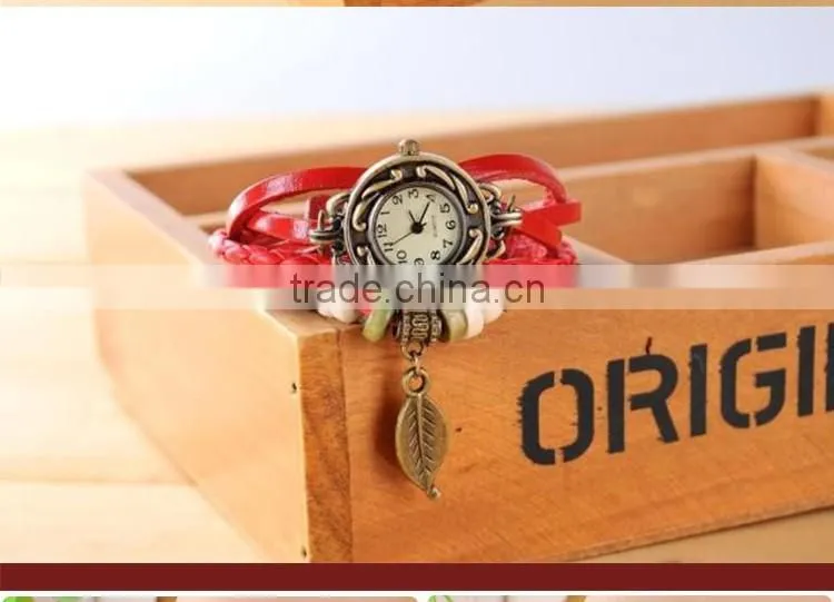 Cheap Leather Strap Quartz Watch Vintage Lady Wrist Watch Women
