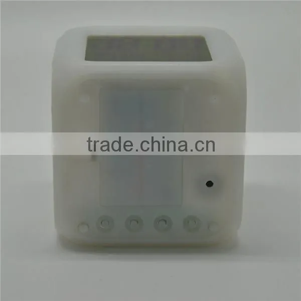 hot selling seven color changing alarm clock, square clock