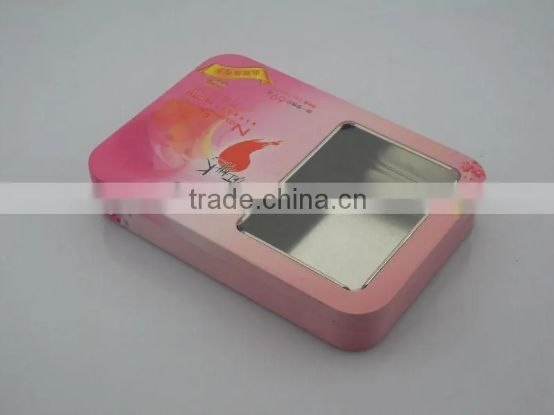 rectangle cell phone battery tin box with window