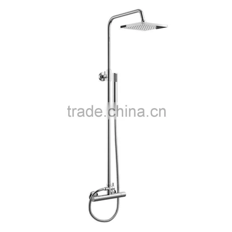 Square Bar Mixer Shower Set Thermostatic Valve with 8" Shower Head + Hand Held