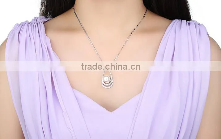 Luxury 18K White Gold Plated Pearl Necklace Women Jewelry Wholesale