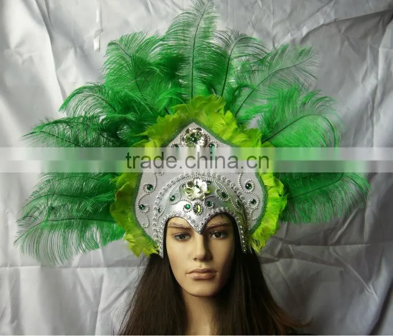 Gorgeous Feather Headdress Indian Feather Carnival Headdress (Green Color)