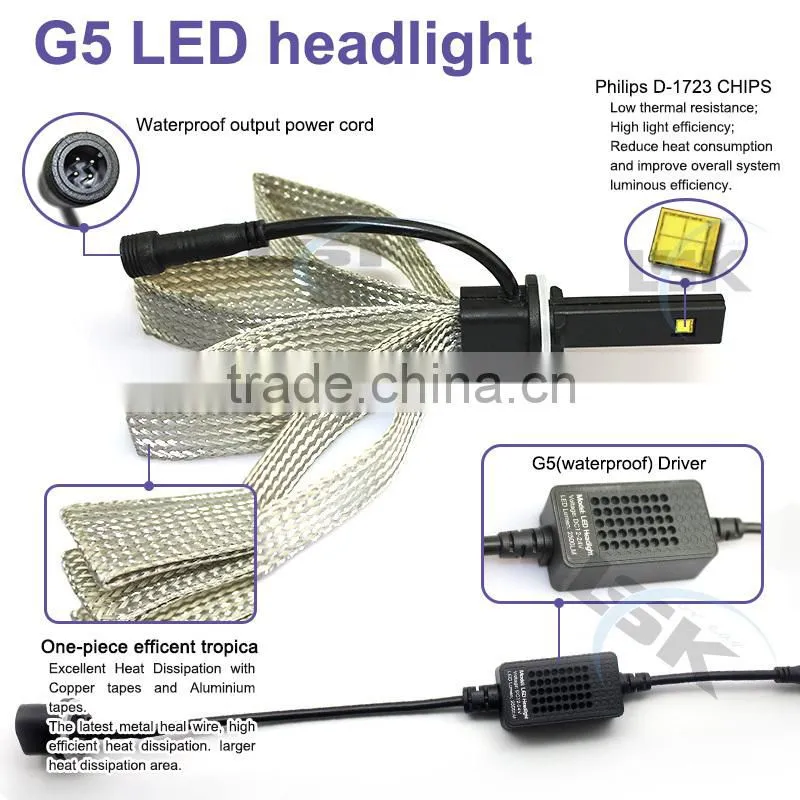 G5 LED headlight 20w hi / lo beam hot sale led h4 lights bulb 6000lm