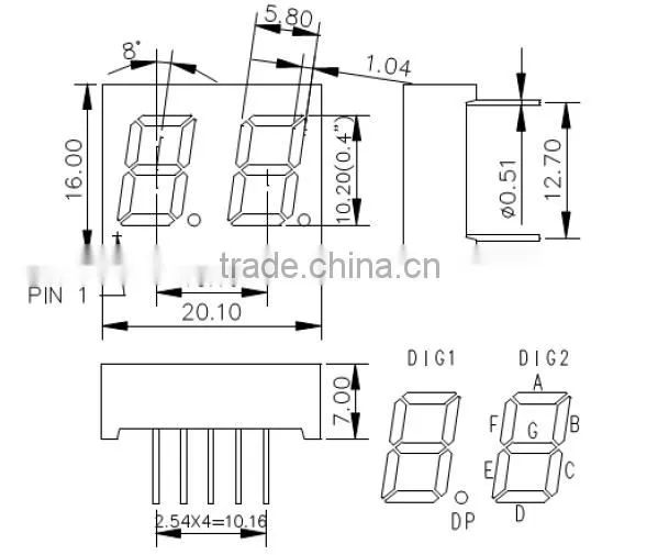 High Brightness FND NEWSHINE XH-8021BBW Anode 2 Digit Blue Color LED Display 0.8 Inch