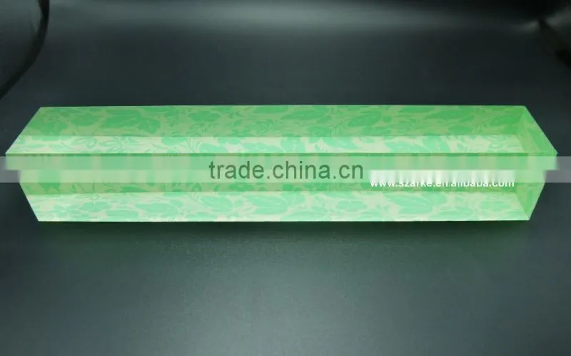custom clear desktop decoration printed flower pattern long acrylic paperweight bar
