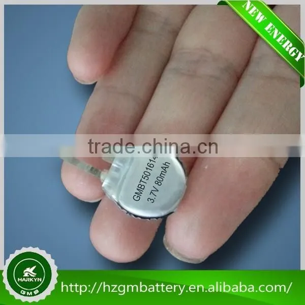 China Factory custom battery / custom 3.7V 50mAh shape battery for wearable devices GMB490722