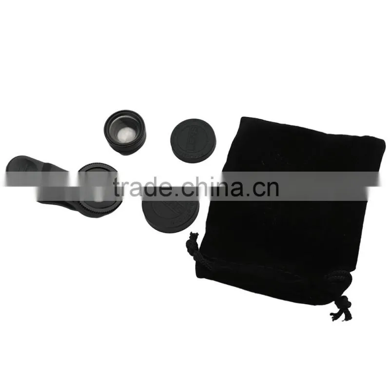 180 Degree Fisheye Macro 2 in 1 Lens Magnetic Mount for Mobile Phones black