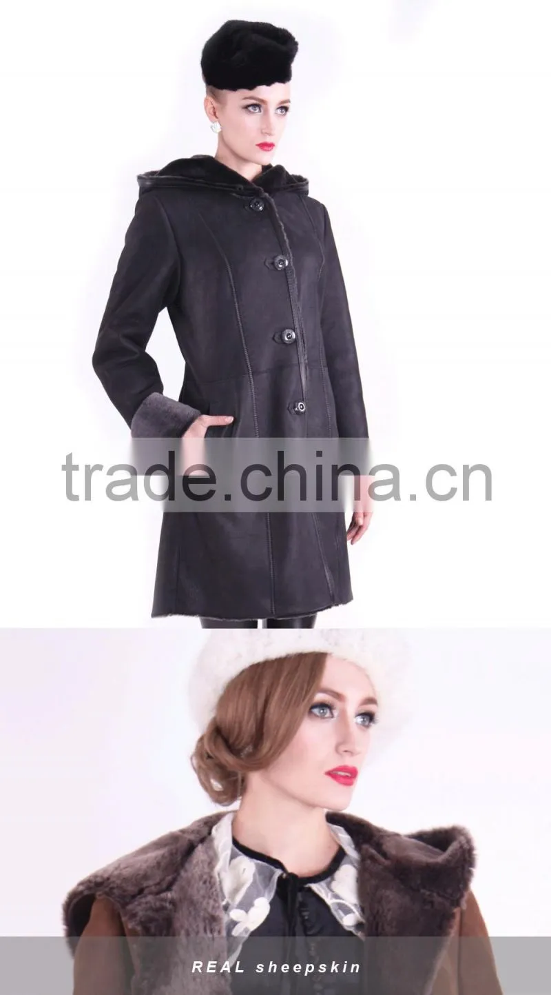 2015 New Design Winter Women Coat Long Slim Fit Wool Fur Overcoat