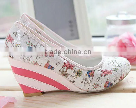 2012 Paillette lady wedges shoes/ladies colorful high heel shoe XT-SF335