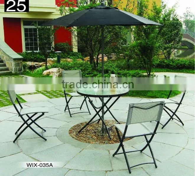 folding umbrella table and chiars