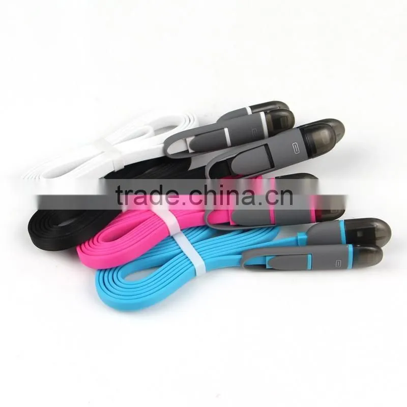 Good looking usb multi 2 in 1 charger data cable ,2 in 1 usb cable for cell phone