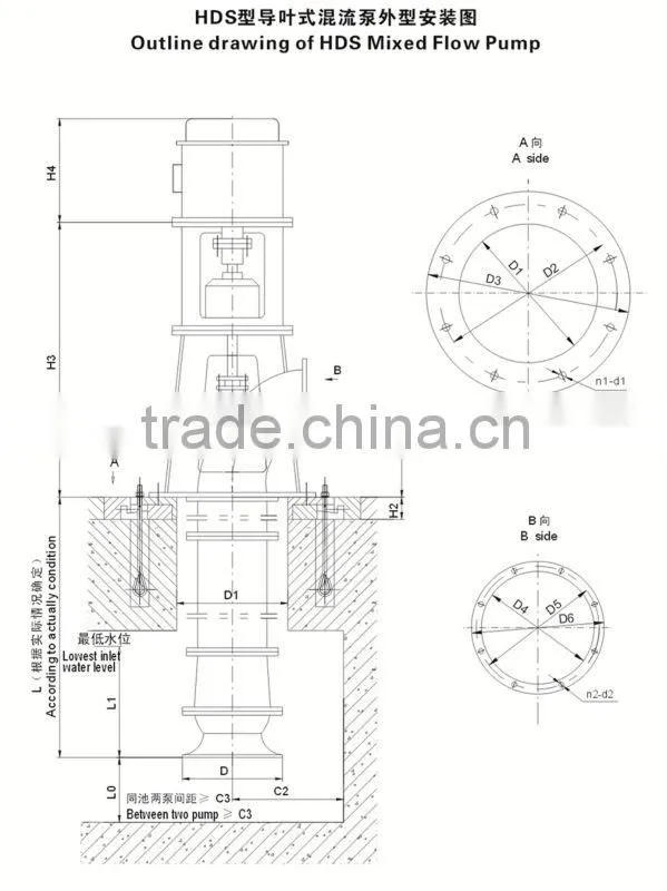 14 inch 350HDS-10 guide-vane single base propeller mixed flow pump