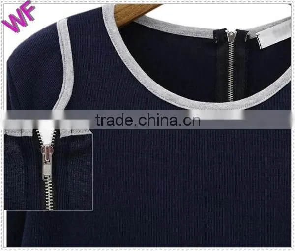 Sexy Hot! High Quality 2015 Blouses Women Long Sleeve Sexy T Shirt Dress Blue Gray Blouse Shirts Female Blouse