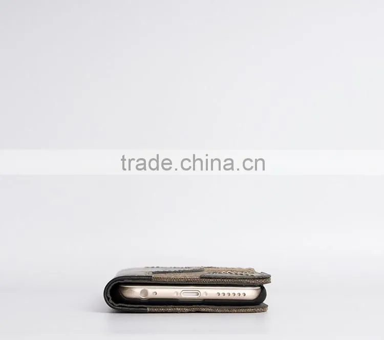 Hot card slot wallet genuine leather flip case for iphone6 plus