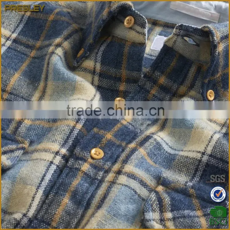 Men's rayon cotton twill plaids flannel fashion shirt with cheap price