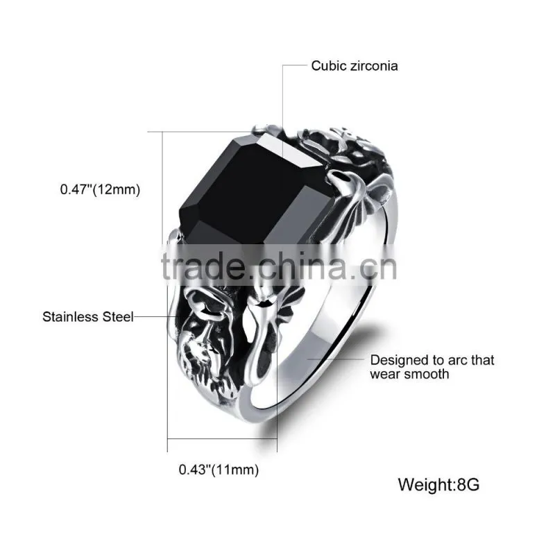 costume jewellry wholesale skull engagement ring for women with black stone