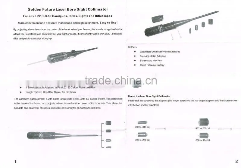 Green Dot Laser Bore Sighter Boresighter .22-.50 Caliber Rifle Scope Hunting