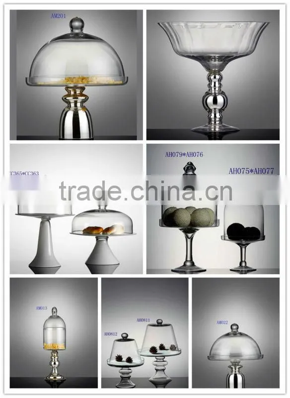 Transparent Stem Glass Dome cover Cupcake Stands