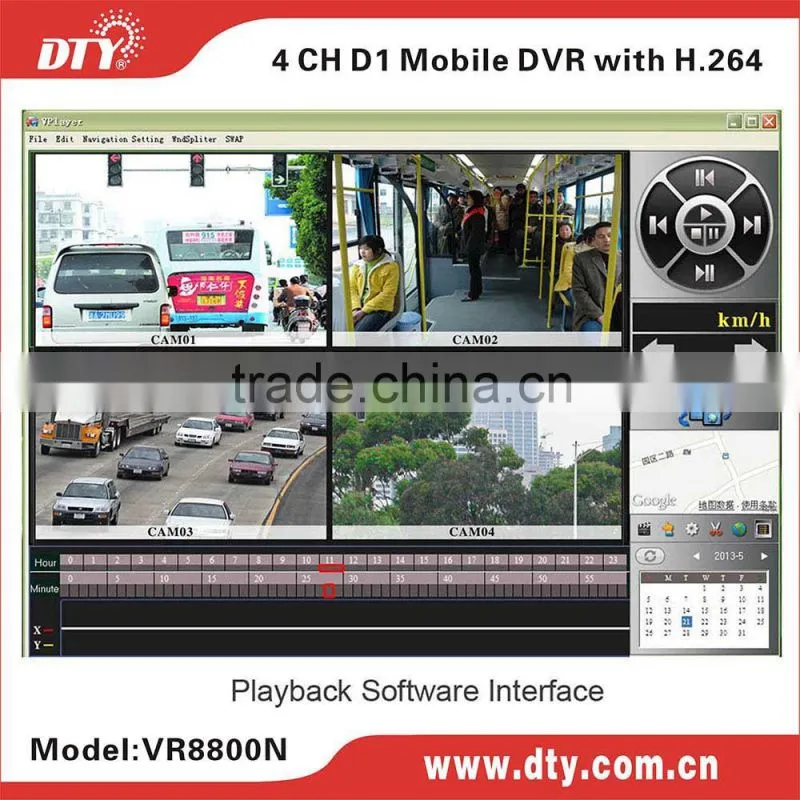DTY VR8800G continuous record h264 cooling system d1 4ch dvr with gps