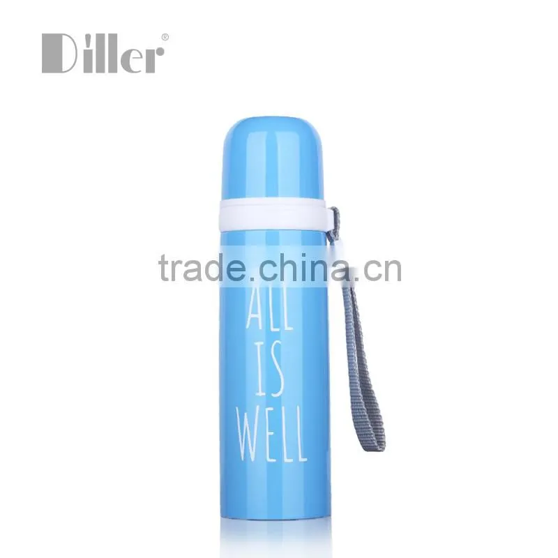 wholesale china fashion english word bullet vacuum flask with plastic cup