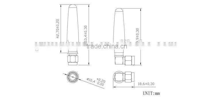 Rubber duck wimax internal antenna 2.4g with 3dbi sma connector