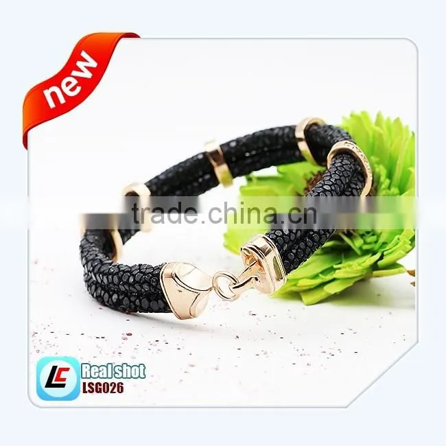 Black stingray leather bracelet Italian leather bracelets truth fish leather bracelet