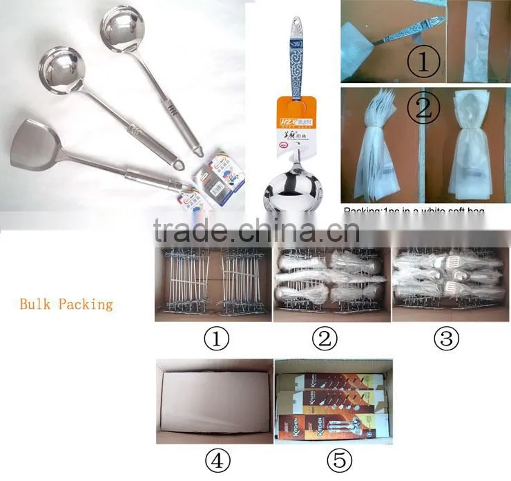 7pcs stainless steel wooden kitchenware