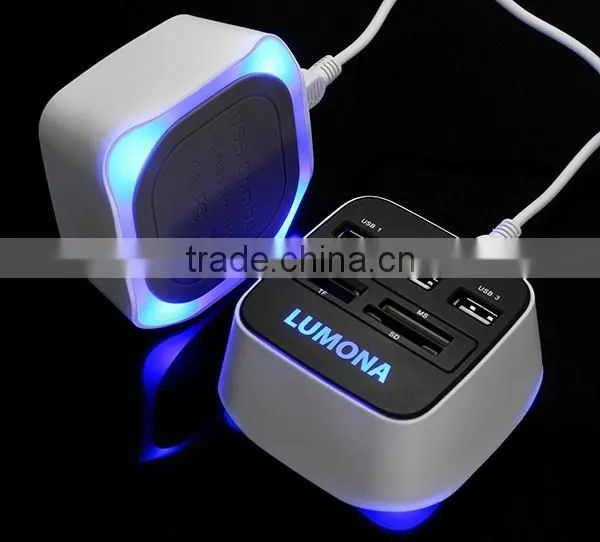 OEM RoHS Custom Logo 2.0 USB Charger 3 Ports Hub