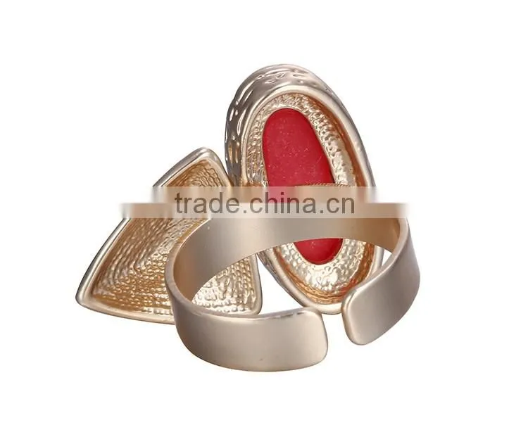 Dubai Red stone mosaic gold plating ring for elegant women valentine's gift