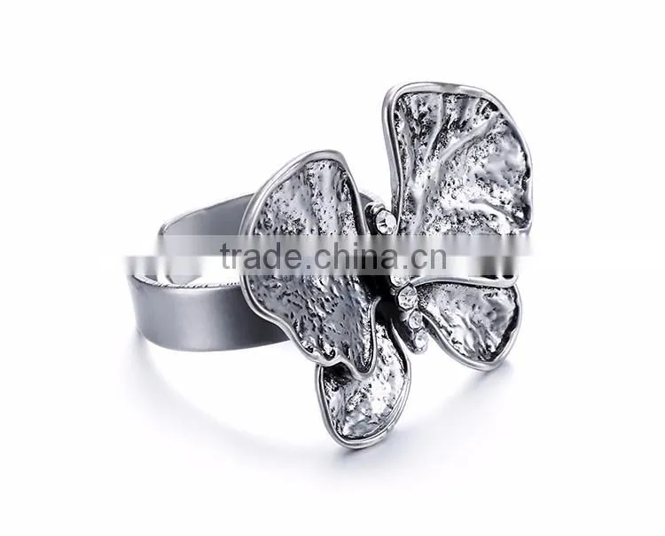 fashion jewelry Butterfly and white diamond new design ladies finger ring