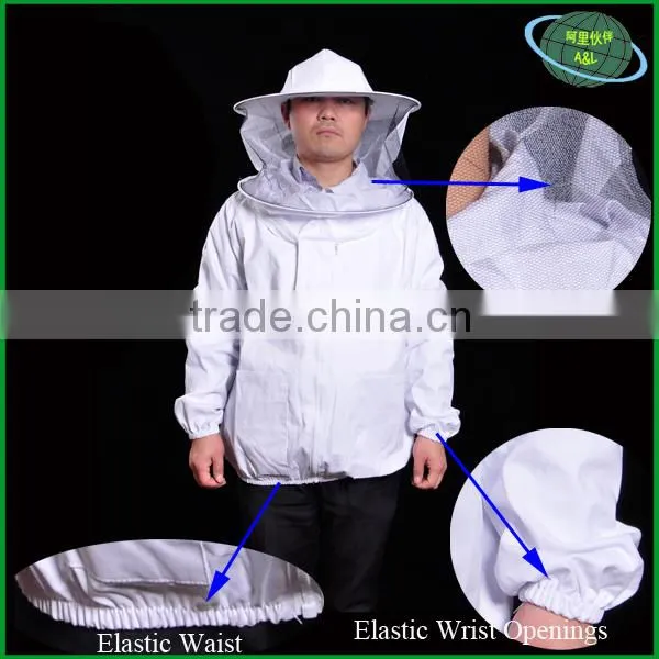 Beekeeping bee suit/jacket protective coat with hat and veil for complete protection