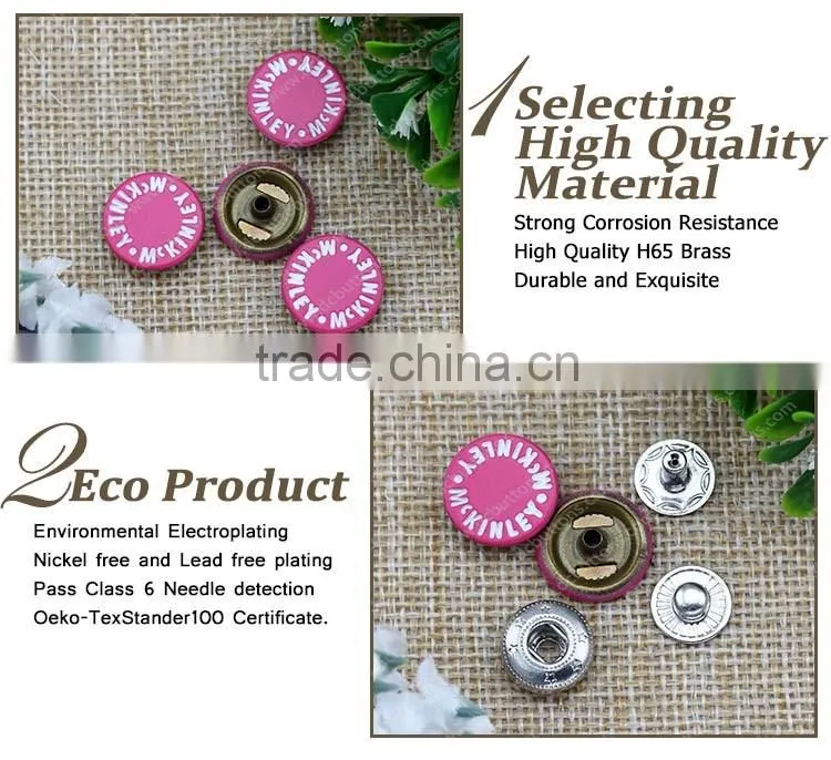 Oeko-tex standard custom metal snap button flat button for baby clothing