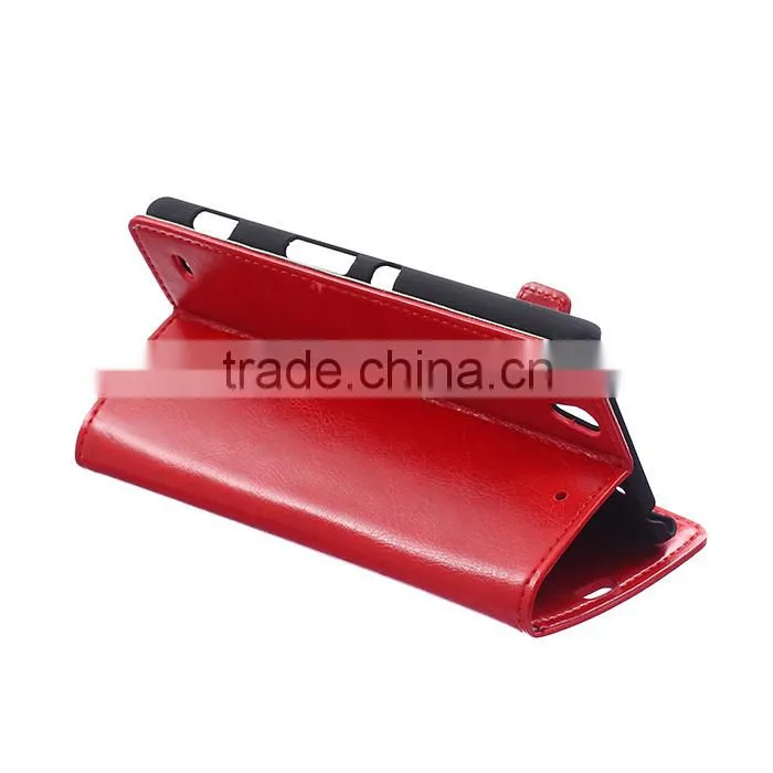 Wholesale Flip Cover Leather Case For Sony C4,For Sony C4 Book Cover Stand Case