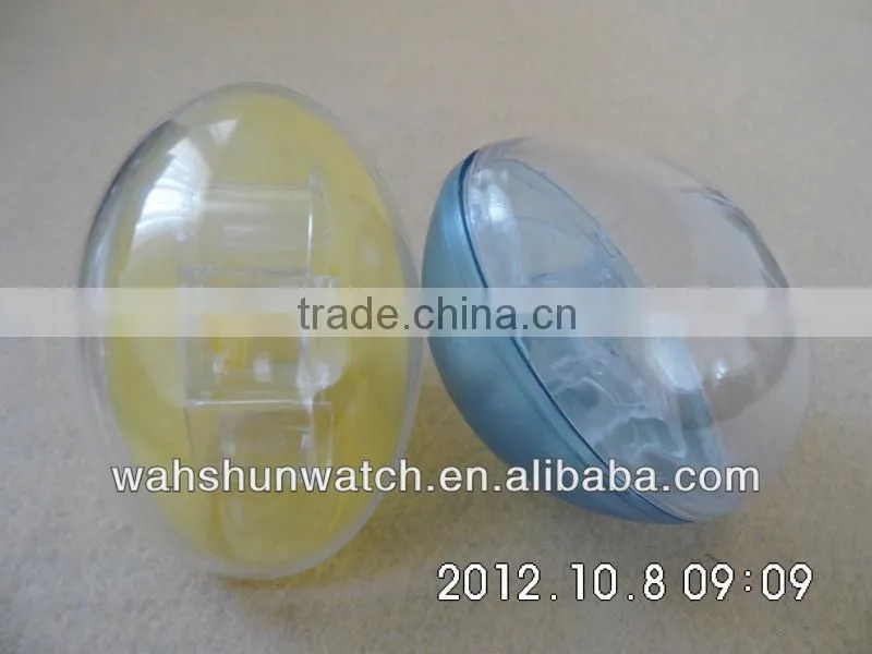 wholesale cheap plastic egg shape watch packaging box with your own logo