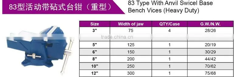 Cast Iron Small Mini Bench Clamp Vice 6" Swicel Base Bench Vices