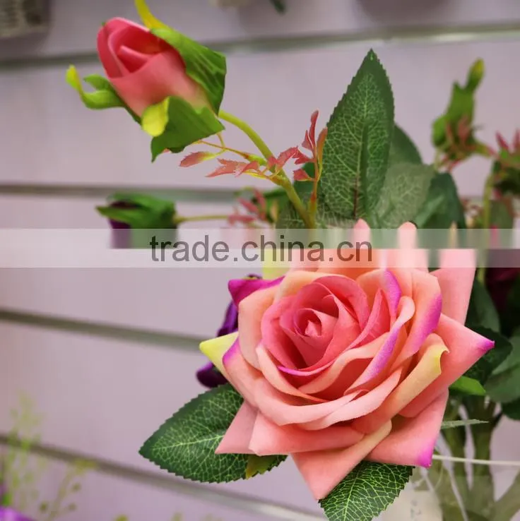 Two heads real touch roses flower artificial flowers roses silk flowers wedding