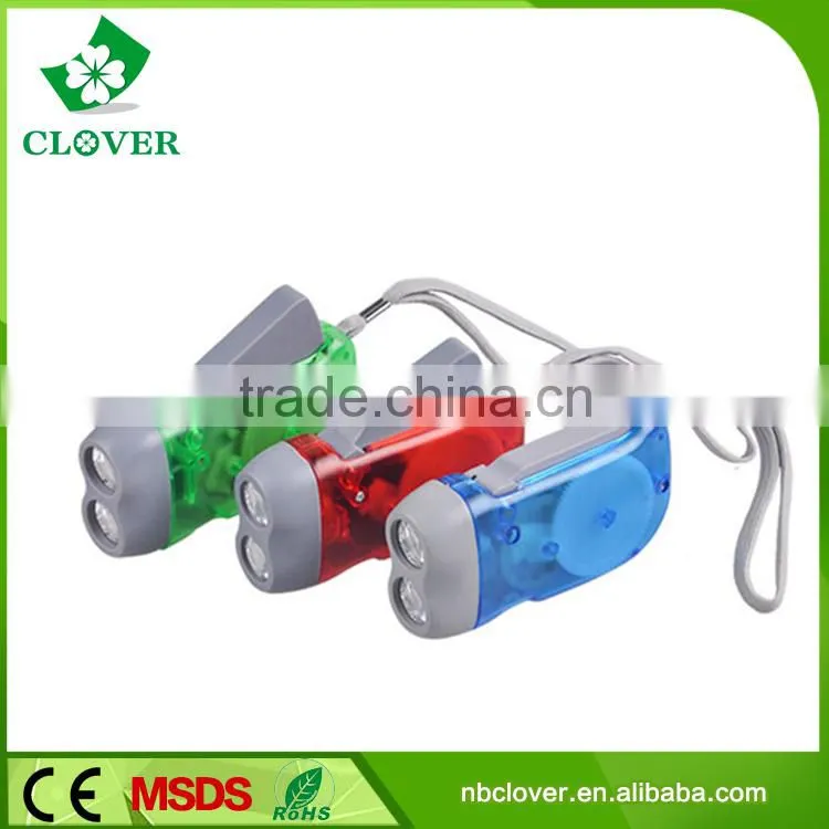 Energy saving ABS material 2 led hand crank dynamo flashlight