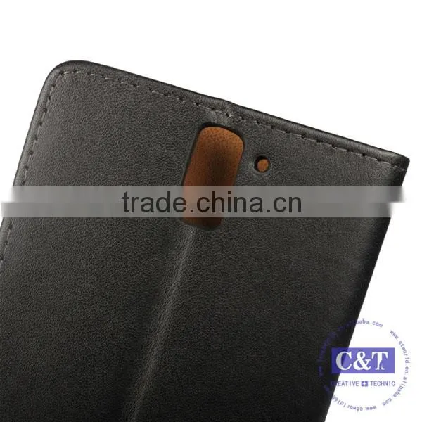 C&T Customized black flip leather cover case for oneplus mini
