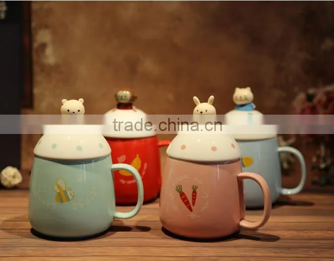 promotional custom colorful ceramic mugs with C-handle