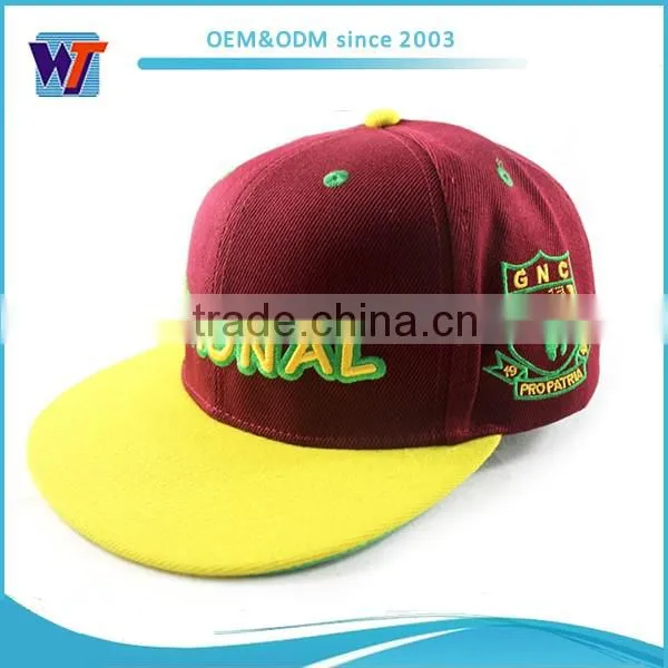 Design your own new product flat bill 6 panel snapback hat